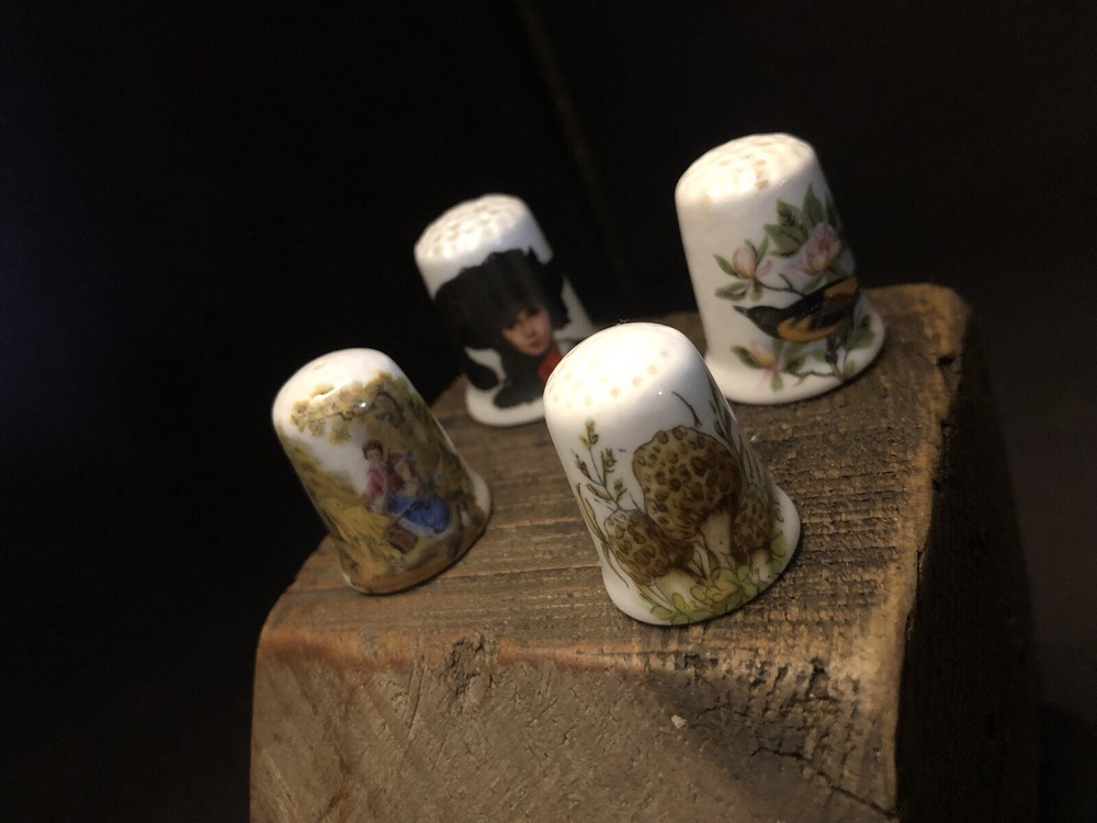 Four Vintage Bone China Thimbles