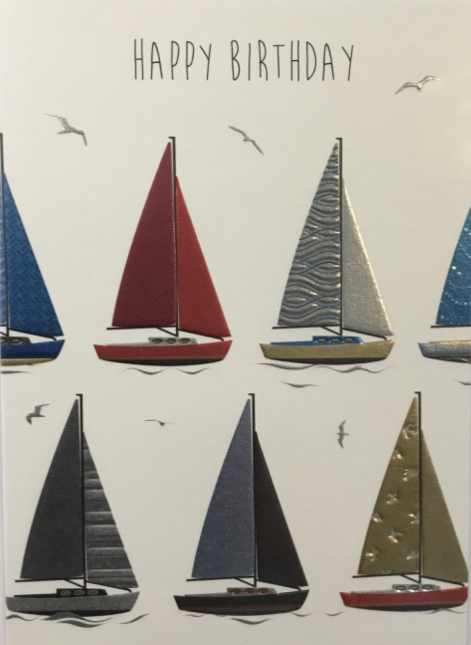 Notes & Queries- Birthday- Sailboats-Embossed Foil- United Kingdom
