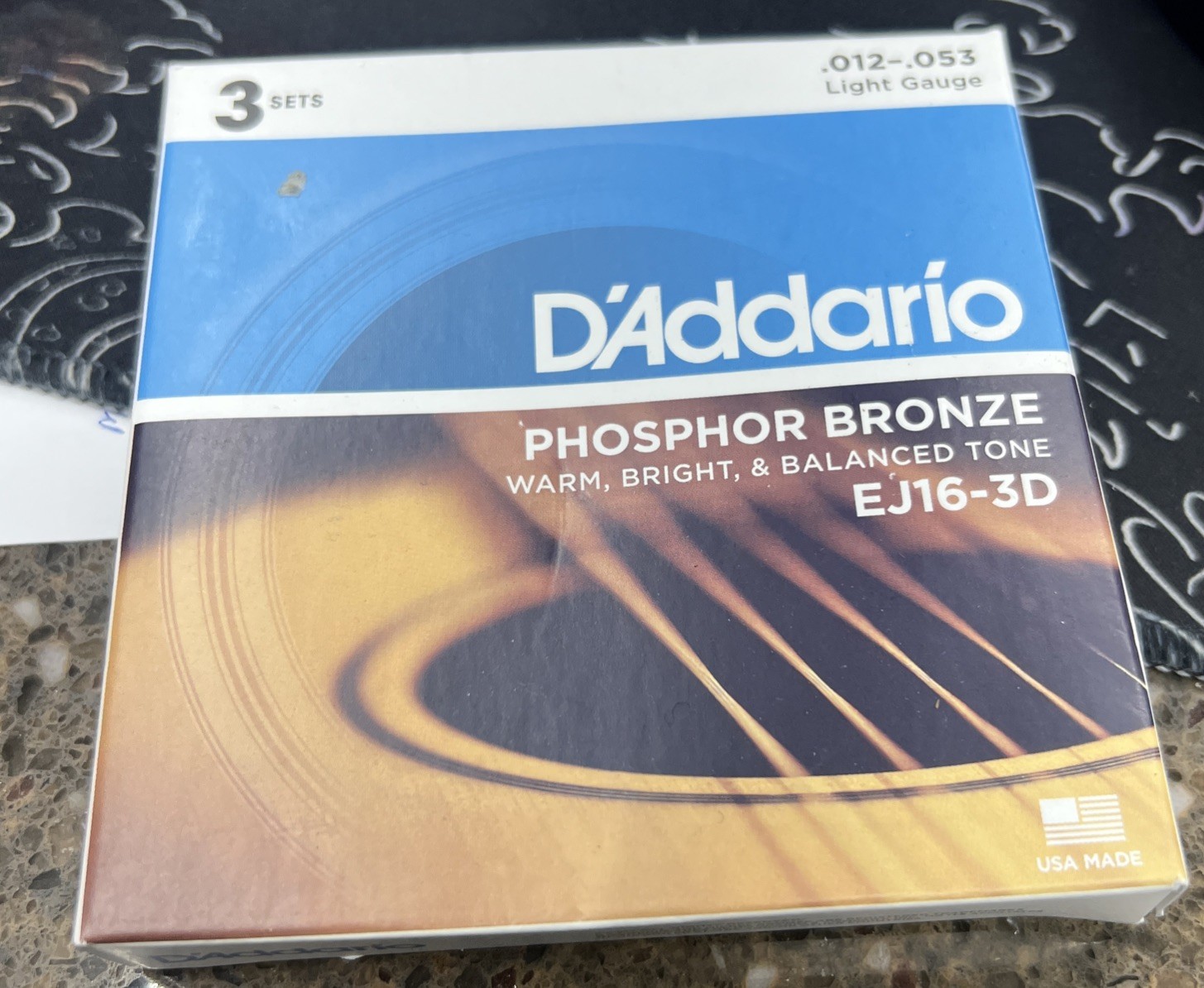 D'Addario EJ16-3D Phosphor Bronze Light Acoustic Guitar Strings 3 Sets EJ16
