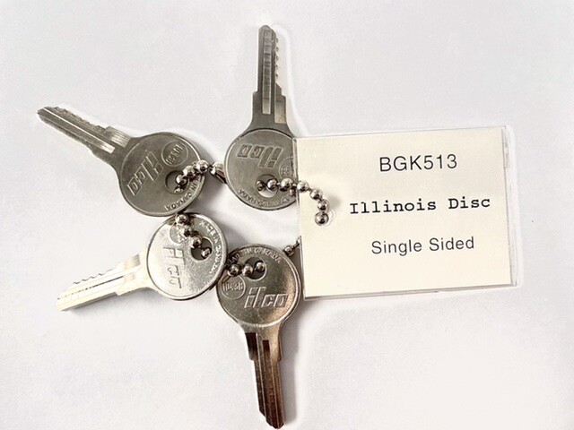 BGK513 New Baxter Systems Guide Key Set, Illinois Disc, single sided, 1043B.