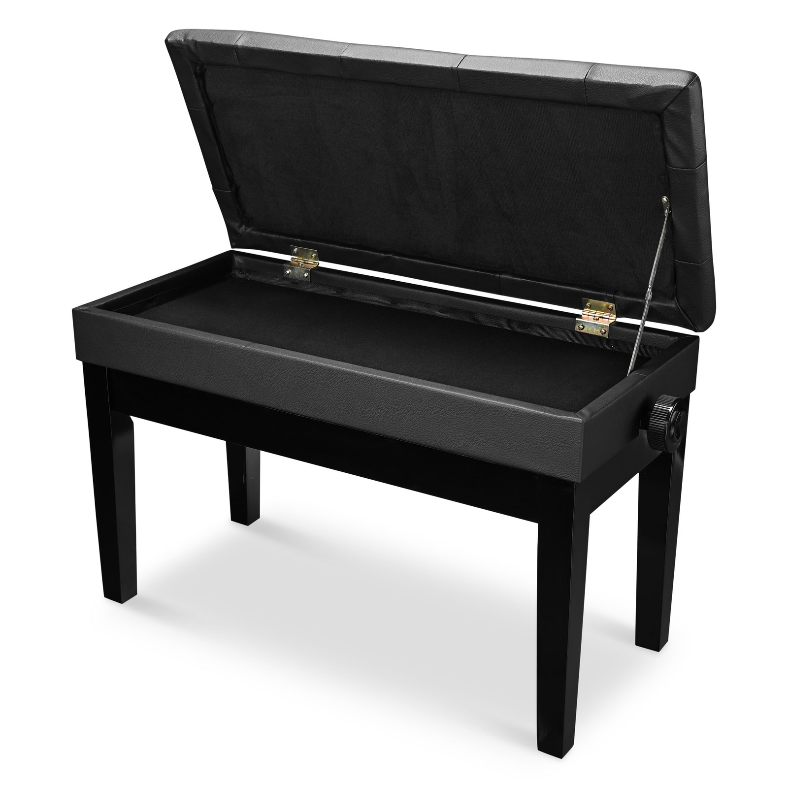Adjustable Duet Piano Bench PU Leather Padded Wooden Keyboard Stool w/ Storage
