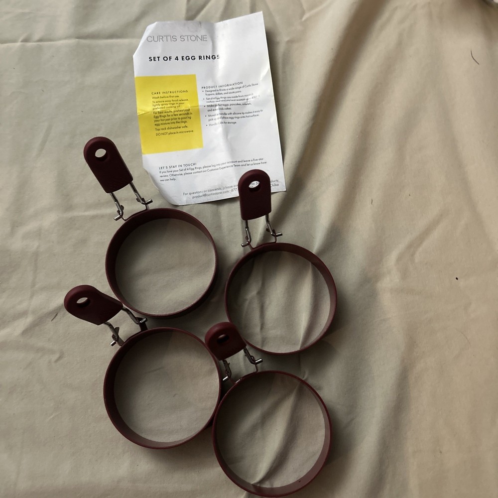 Curtis Stone 4 Non-Stick Egg Rings - Red