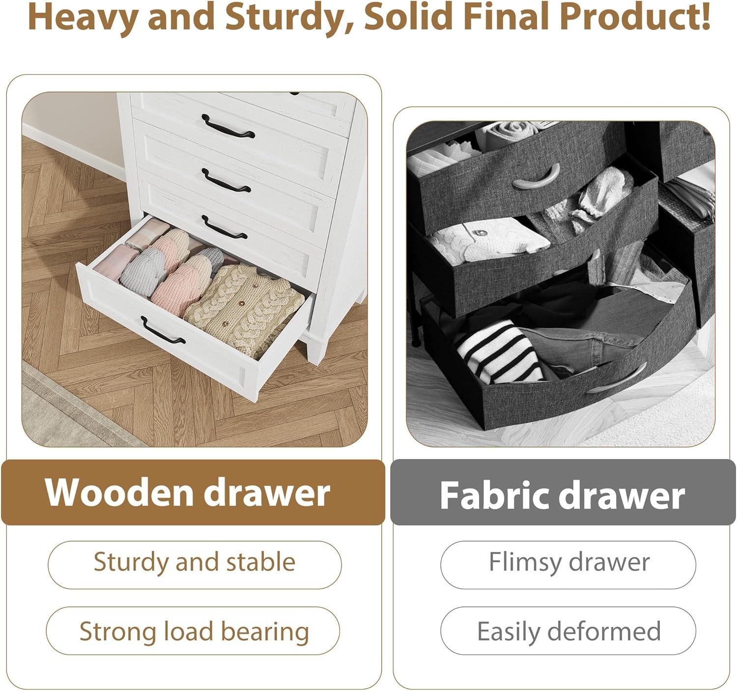 5 Dresser for Bedroom, 41.3'' Tall Vertical Drawer Dresser with Large Storage