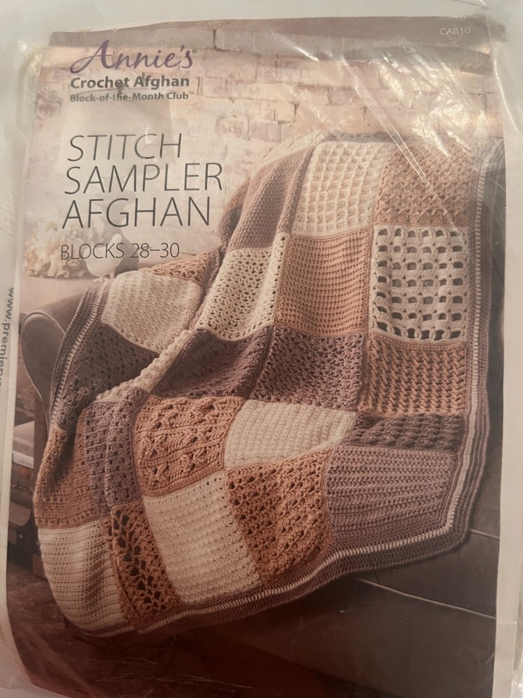 Annie’s Stitch Sampler Crochet Afghan Yarn & Pattern Blocks 28-30 Sealed In Pack