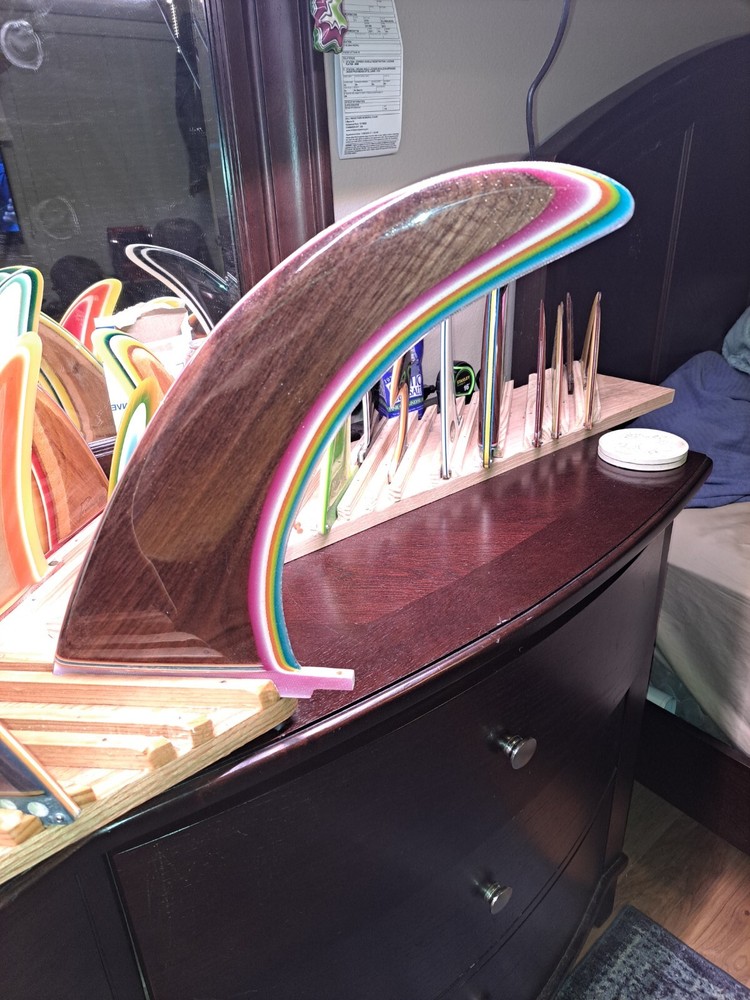wooden surfboard fin