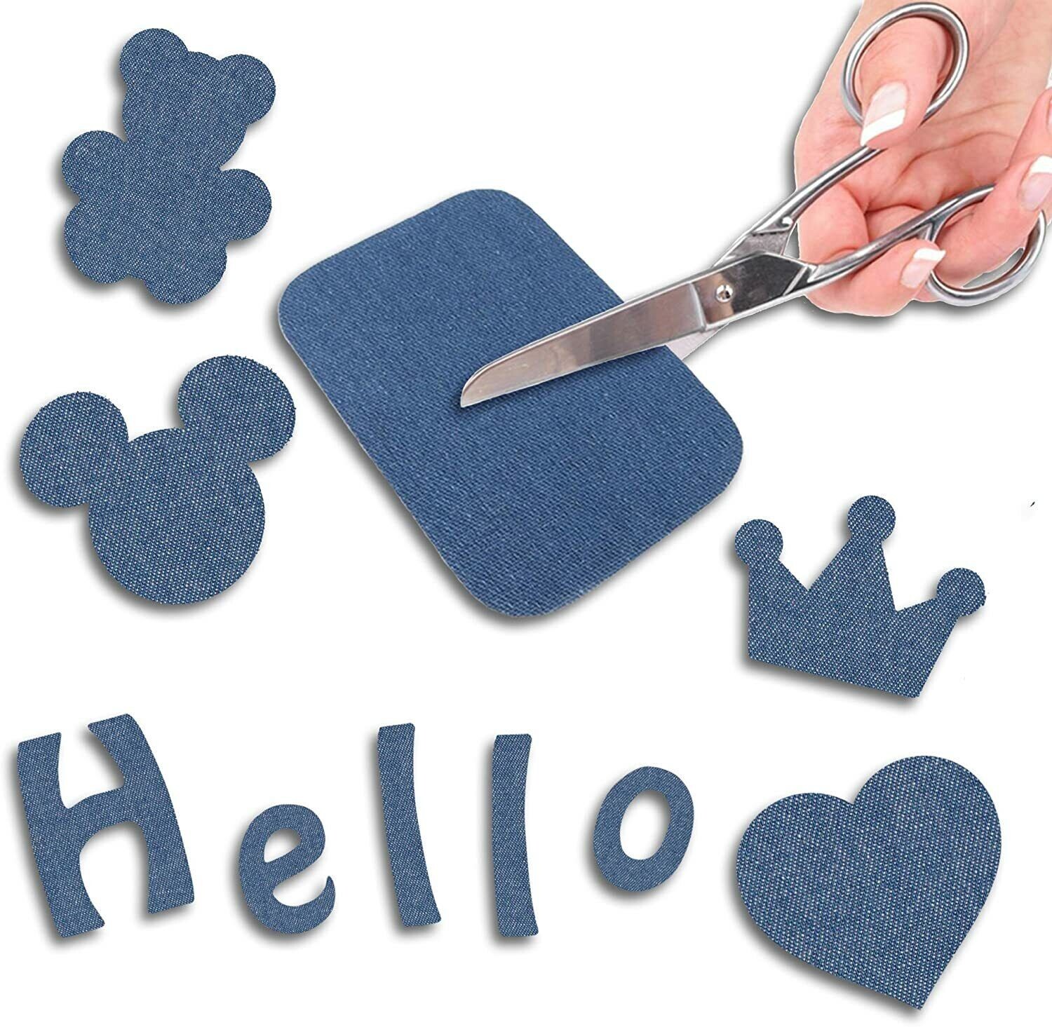 5 Colors DIY Iron on Denim Fabric Patches for Clothing Jeans Repair Kit（20pcs ）