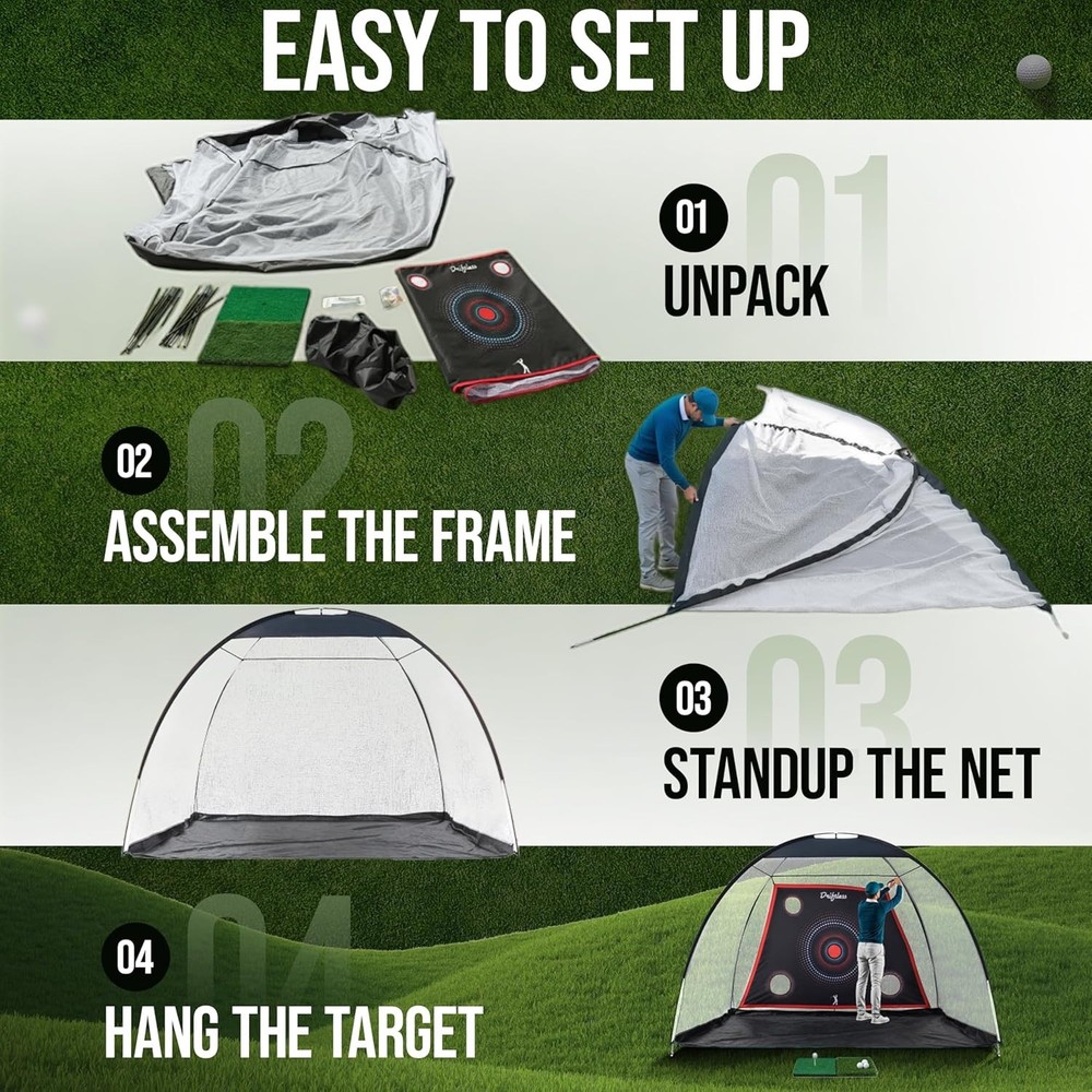 Golf Net – 10x7 ft Practice Net for Backyard Driving, Indoor Hitting Net with...