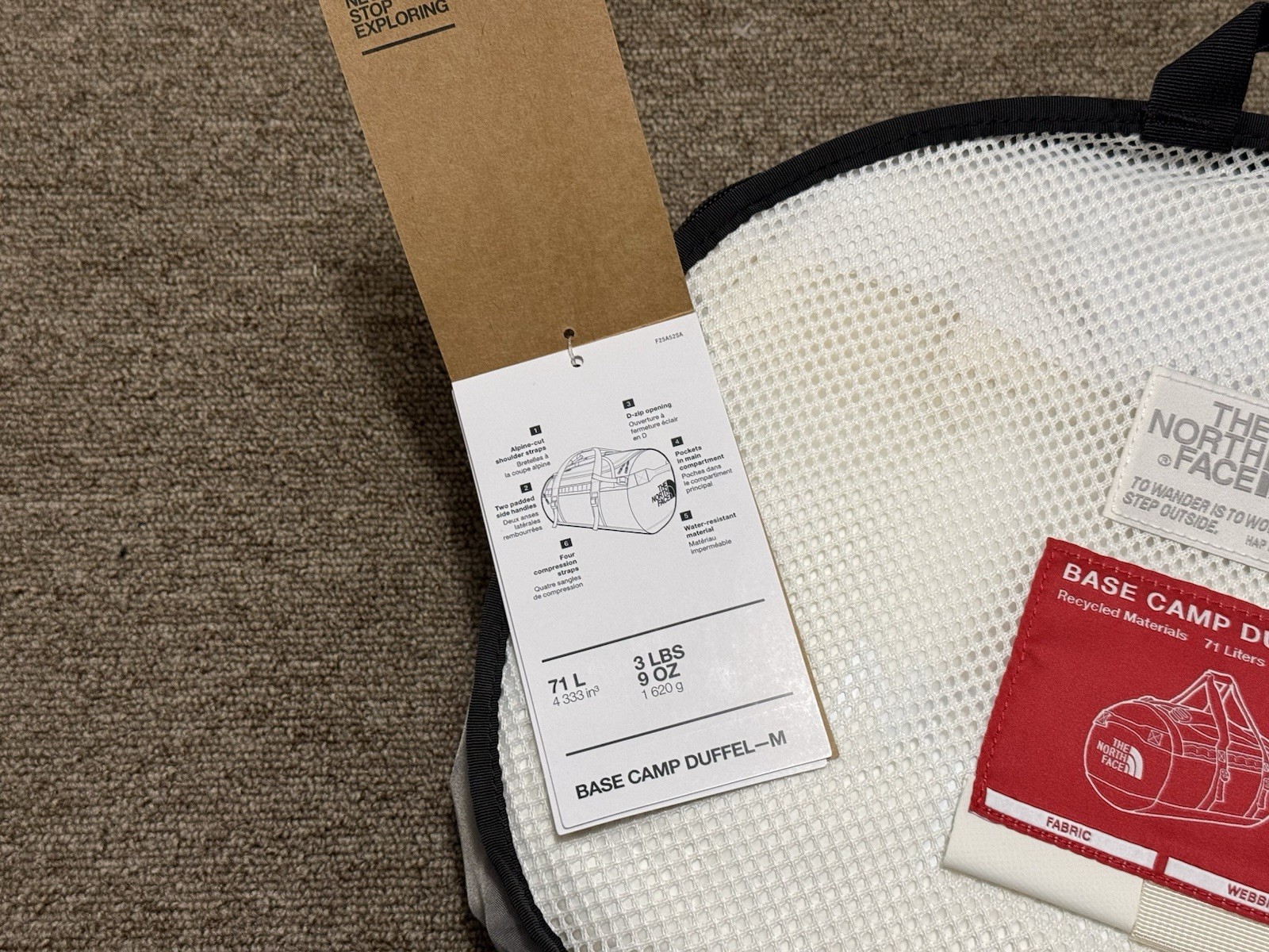 The North Face Base Camp Duffel 71L Bag - White Dune- Medium NWT