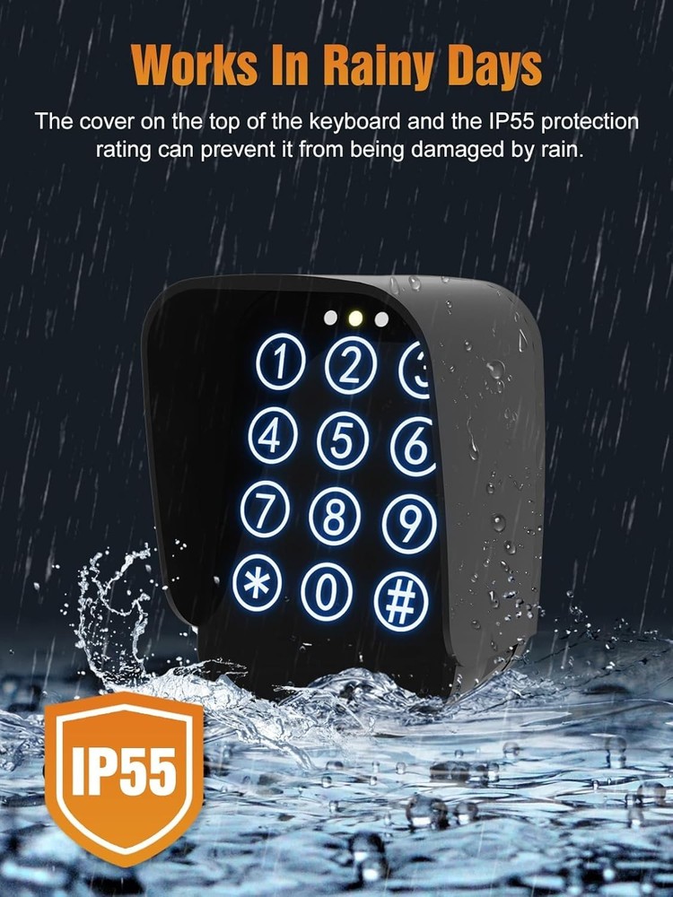 Touch Panel Wireless Gate Keypad with Adjustable Backlight & Security Features