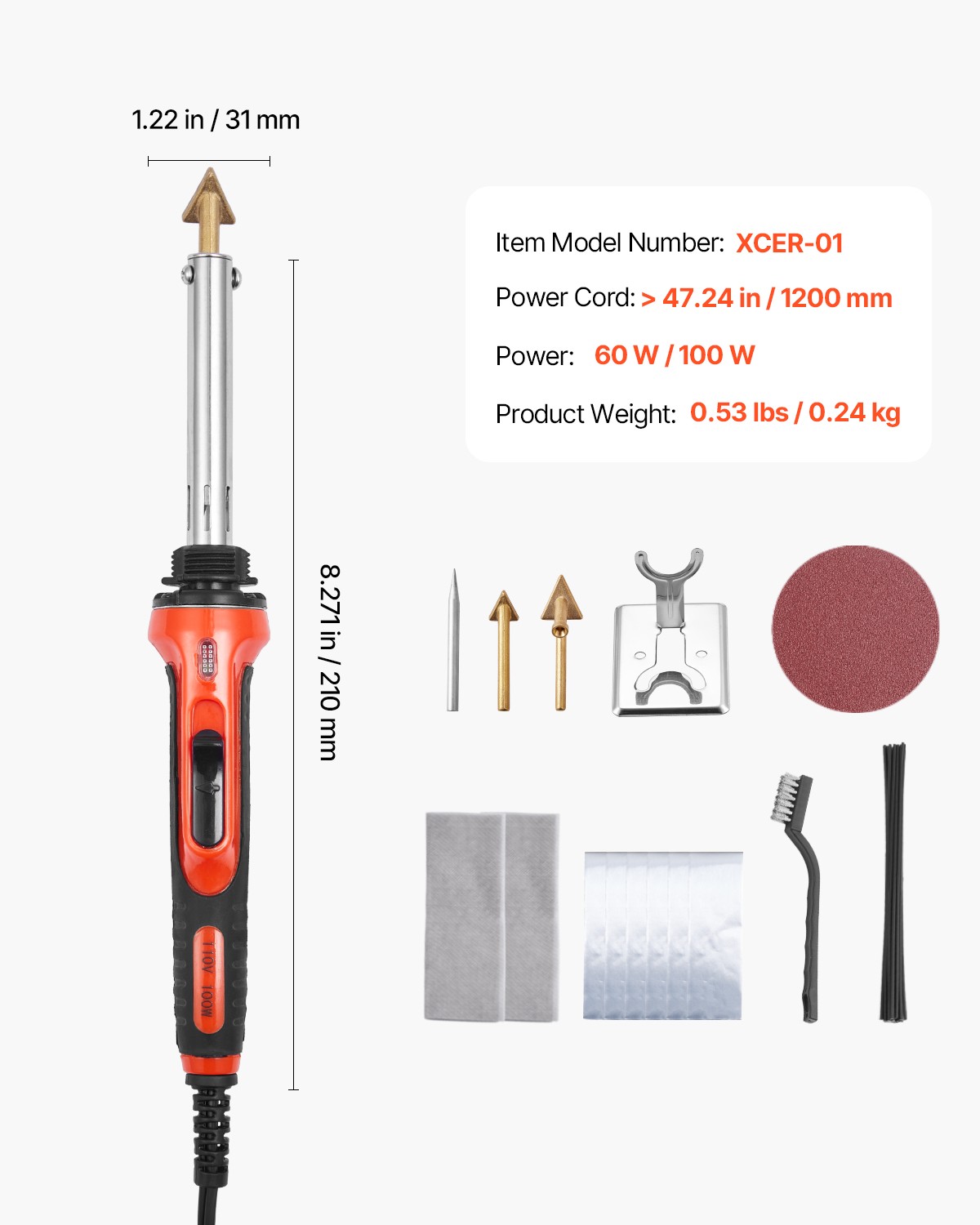 VEVOR Plastic Welder Kit 60W/100W Plastic Welding Kit with 3 Tips & 20 Rods