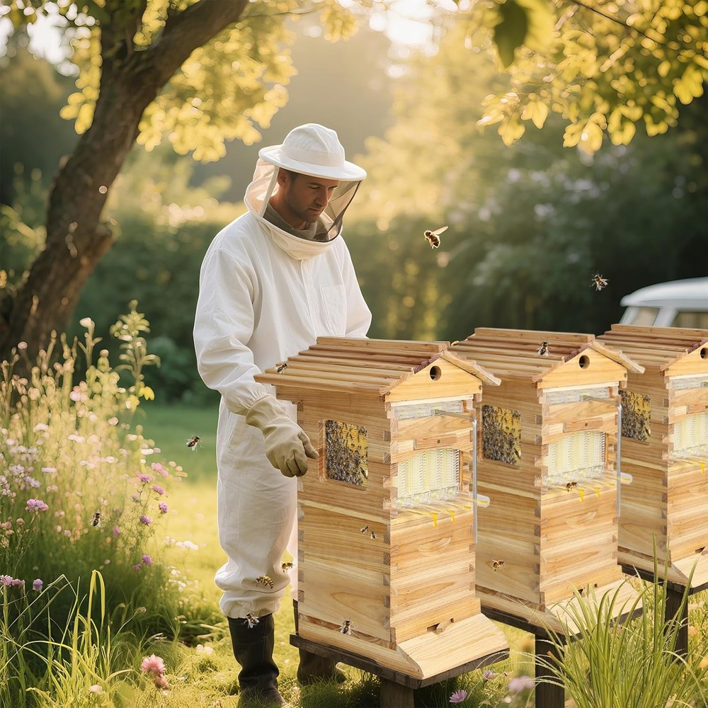 Small Beehive Frames Beeswax Foundation Wooden Auto Run Sheets Box x 10XFrames