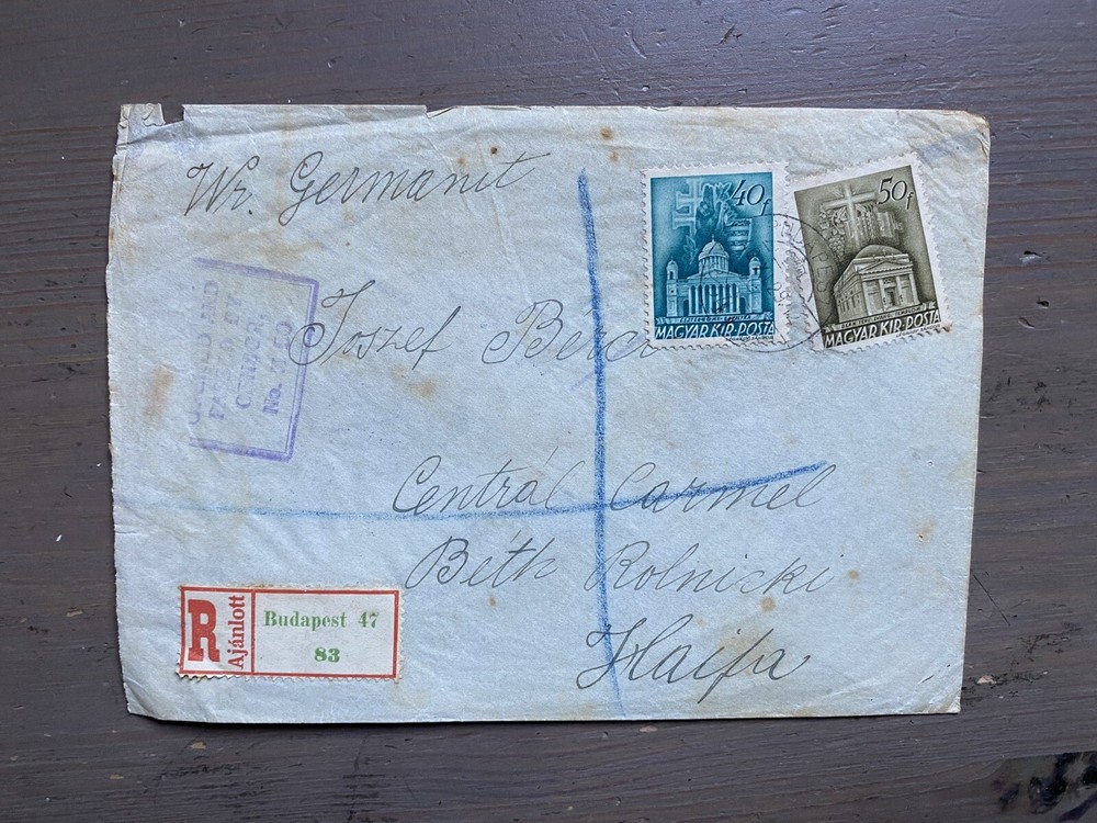 Old Cover With From Hungary To Palestine 1940 WWII