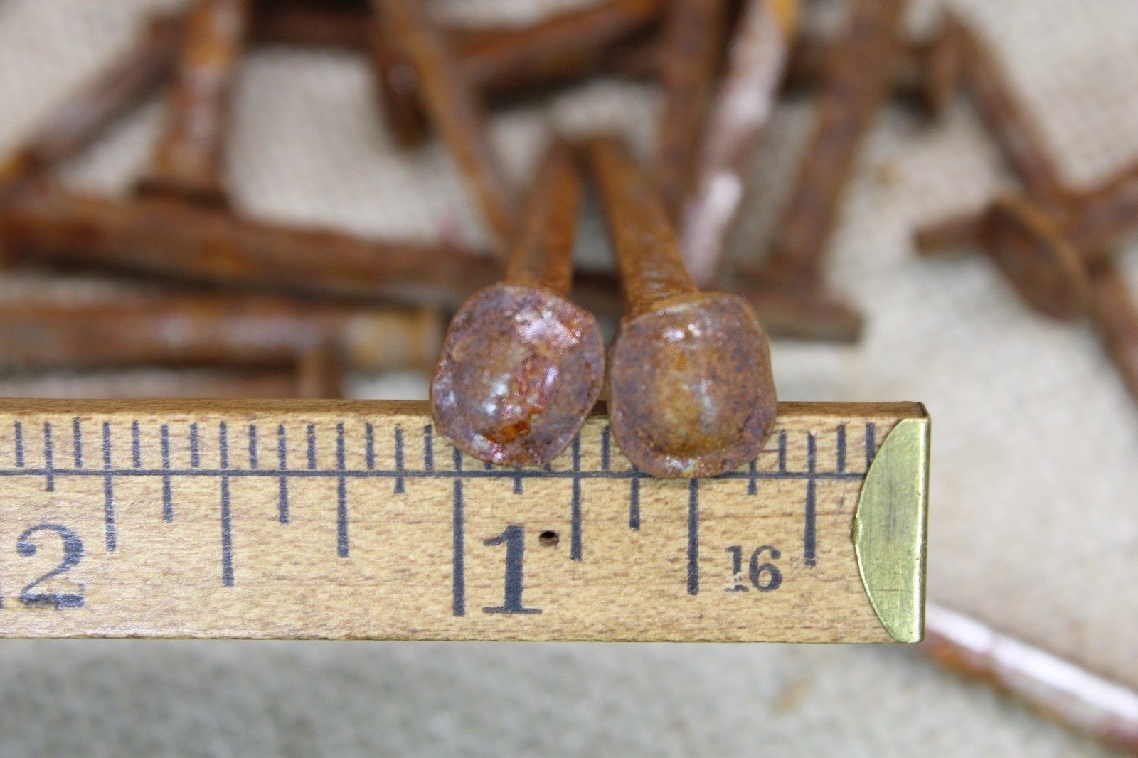 Old 2 1/2" Square 25 Nails Button Rose Head Round Domed Rustic Vintage Rusty