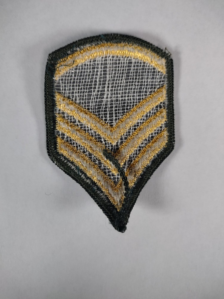 US Army Sergeant Rank Patch Gold Black Embroidered 3 inch