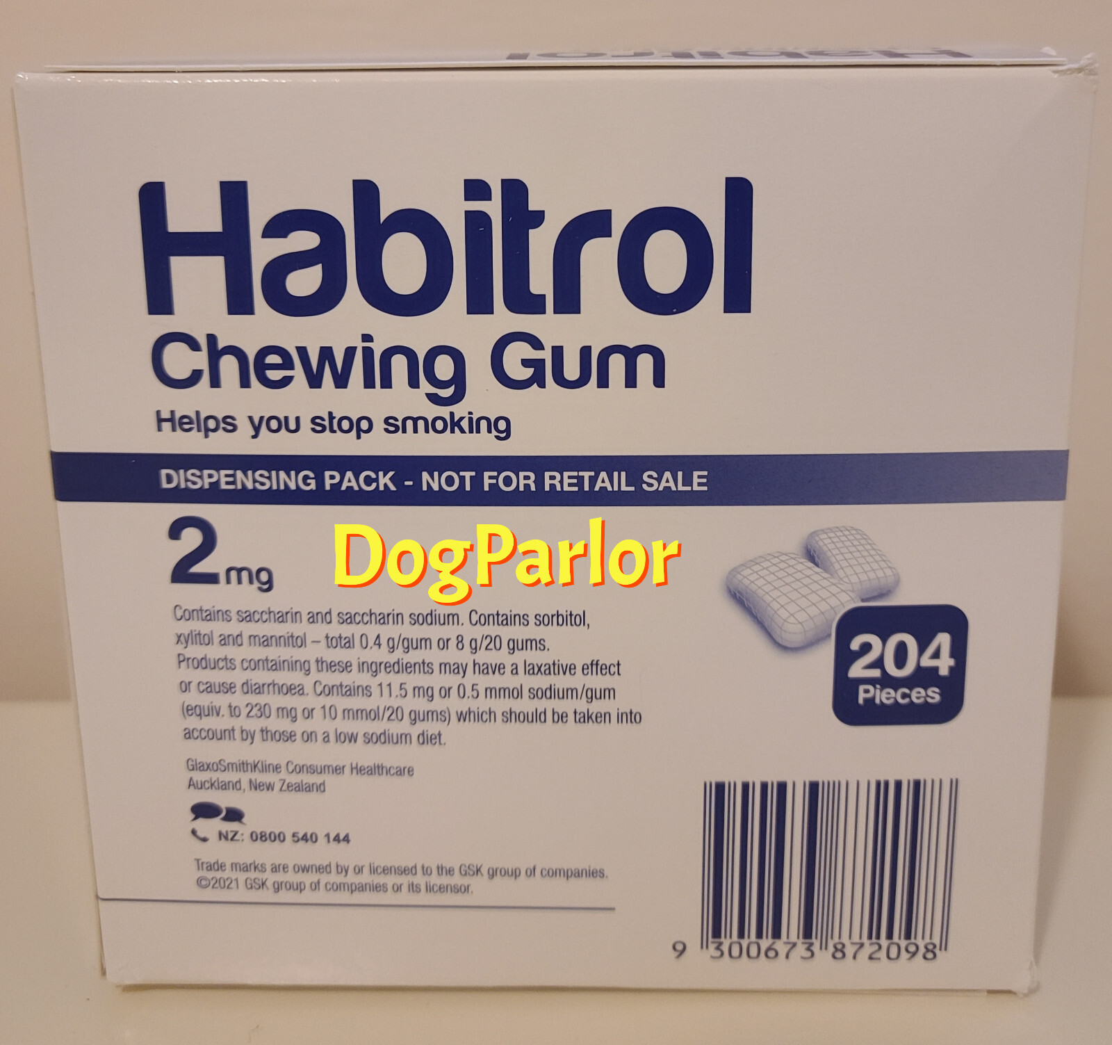 Habitrol Nicotine Gum 2mg Mint NEW Bulk Size 2 Boxes = 408 Pieces 01/2025