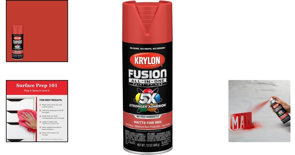 Multi-Surface Fire Red Spray Paint - 12 oz All-In-One Solution for Projects