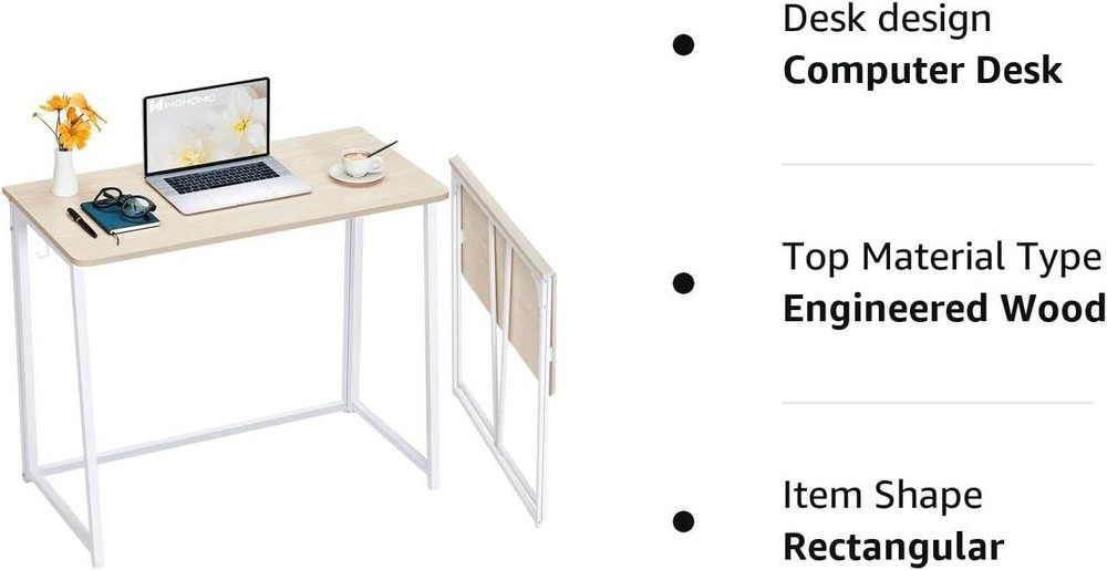 Folding Desk Small Foldable Desks 31.5" Small Spaces Space Saving Computer Table
