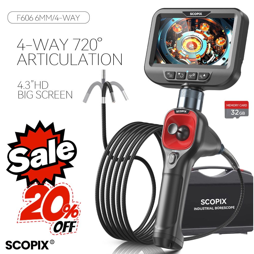 SALE! 4-Way 720° Articulating Borescope Industrial Endoscope Inspection Camera