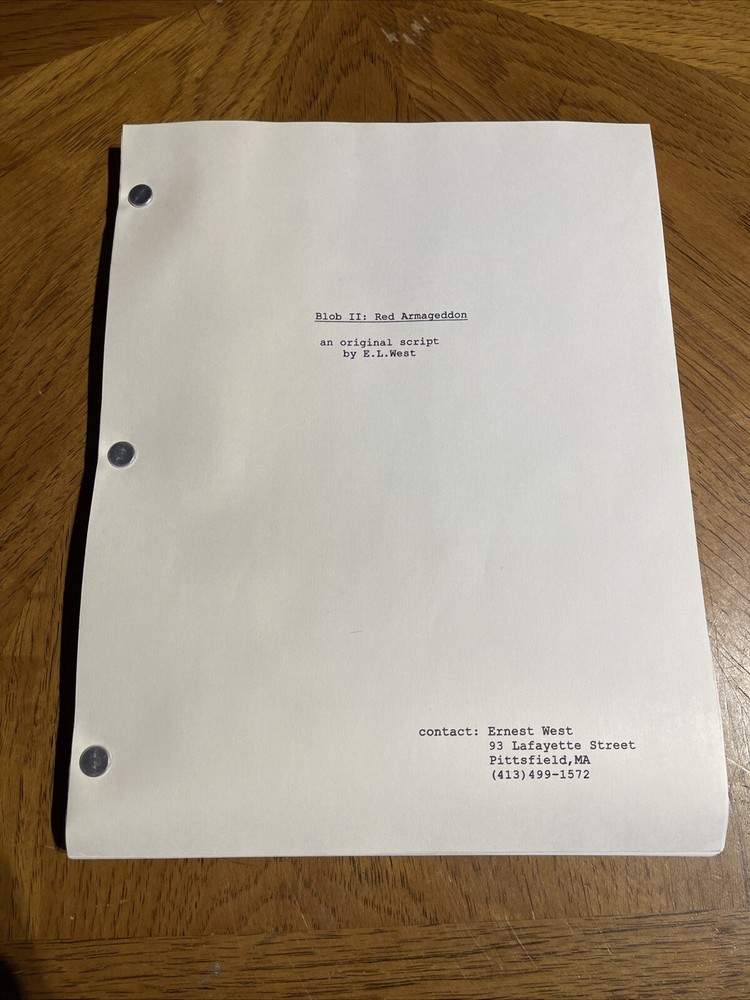 Blob II 2 Red Armageddon Original Script Screenplay E.L. Ernest West