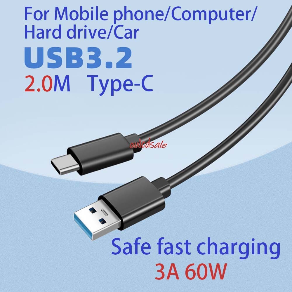 2.0m USB A to Type C Fast Charging Date Sync Cable for Phone,computer 60W 10Gbps