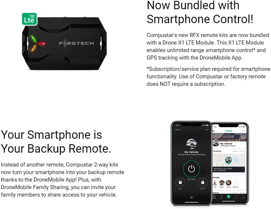 S 4-Button 2-Way, 3000' Remote Start System w/Drone X1LTE