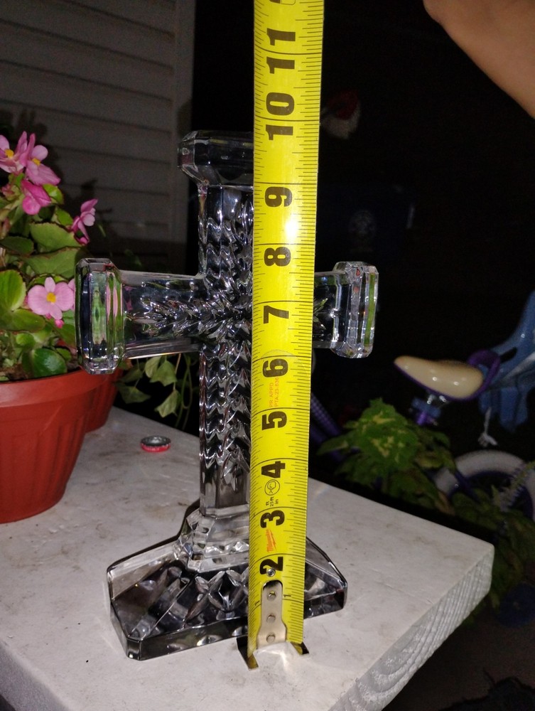SOLID GLASS CROSS STANDS 10×6" HOME DECOR