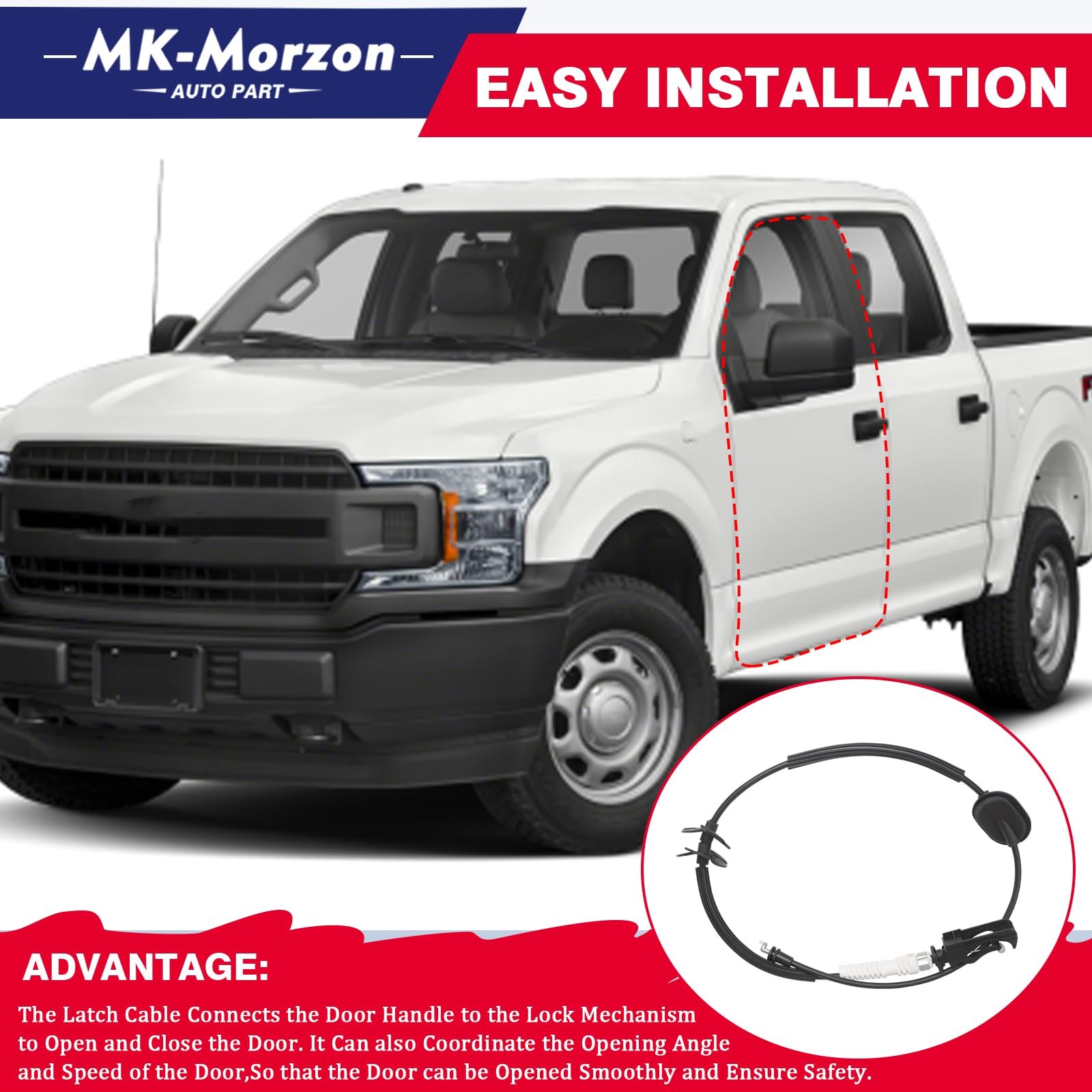 Door Latch Release Cable Left or Right for 15-20 Ford F-150