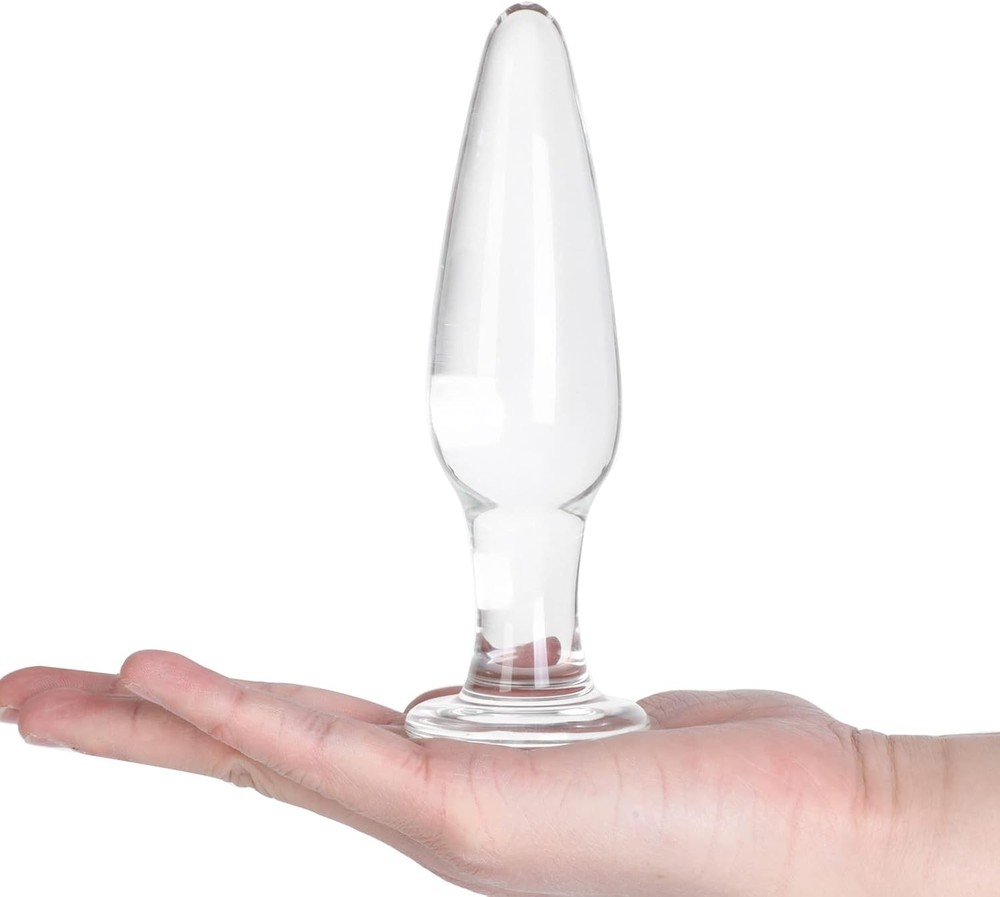 3 Pieces Glass Butt Plug Set Crystal Butt Plug Training Kit with Smooth Flat Bas