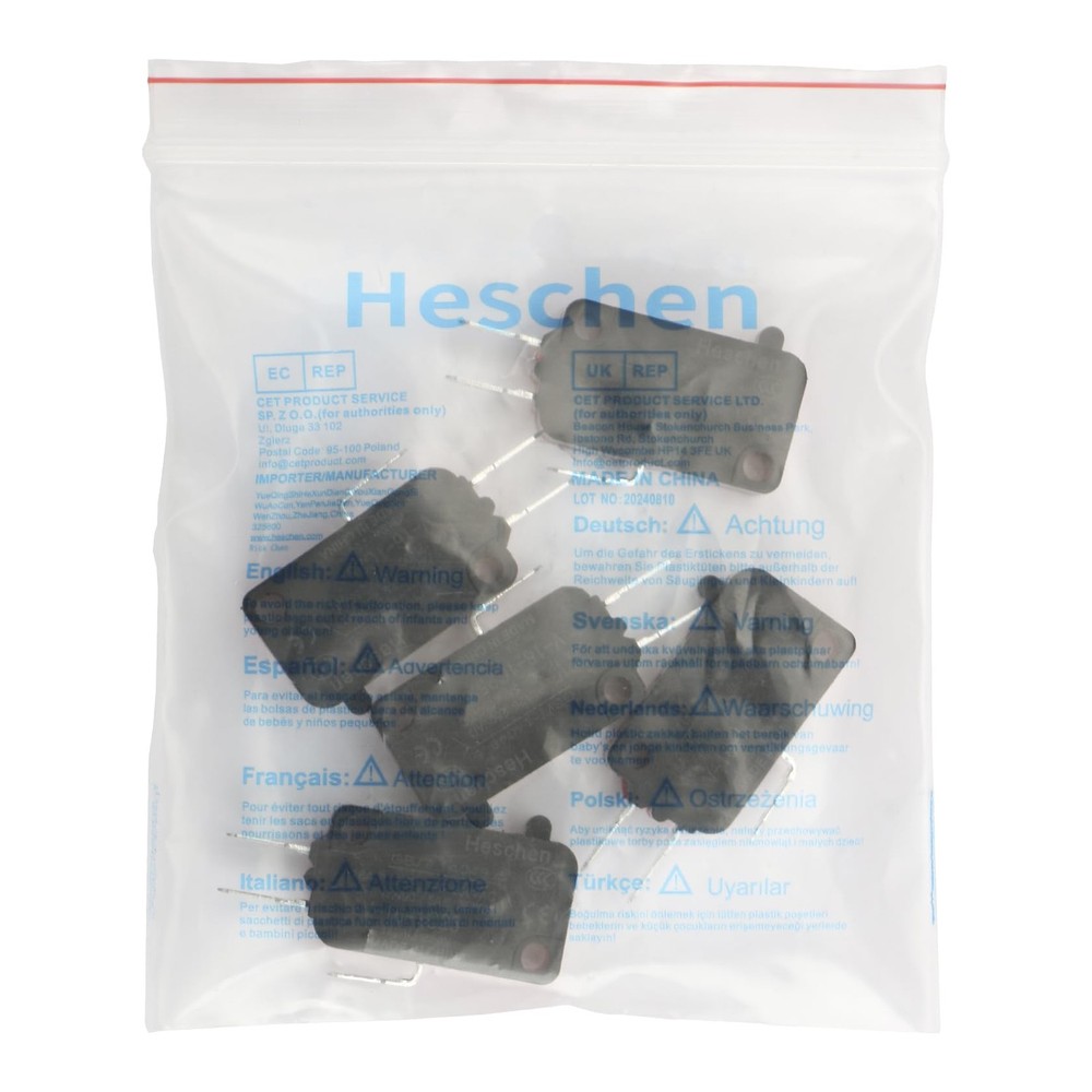 Heschen Micro Switch, V-16-1C25, SPDT, Pin Button Type, 16A 250VAC, 5PCS