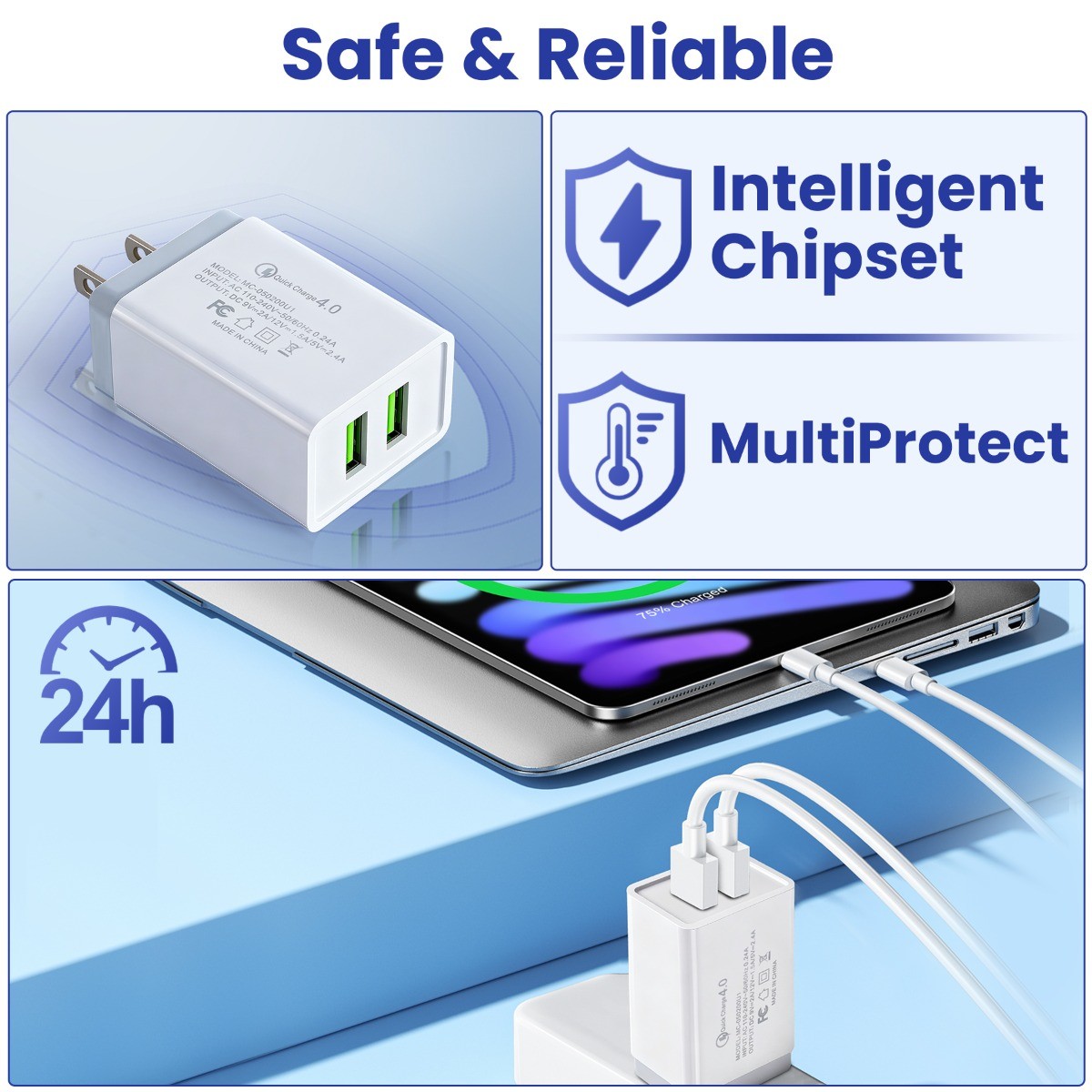 USB Wall Charger Dual Port USB Cube Power Adapter Charger Plug Block ...