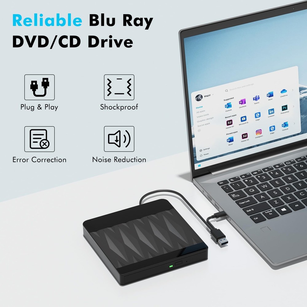 External Blu Ray Drive ,Bluray Burner USB 3.0 Type-C BD/DVD/CD...