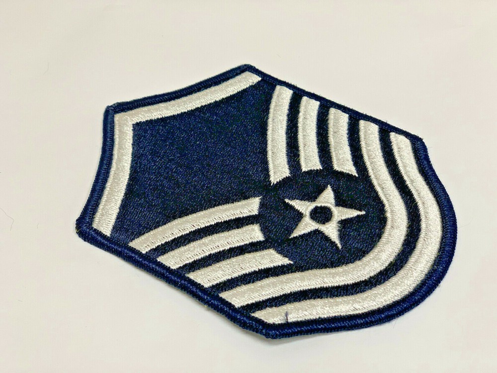 2 USAF U.S. AIR FORCE MASTER SERGEANT EMBROIDERED BLUE PATCH PAIR NEW 8219