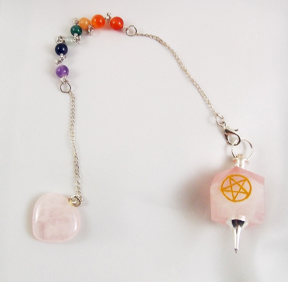 7 Chakras Rose Quartz Pendulum Bracelet