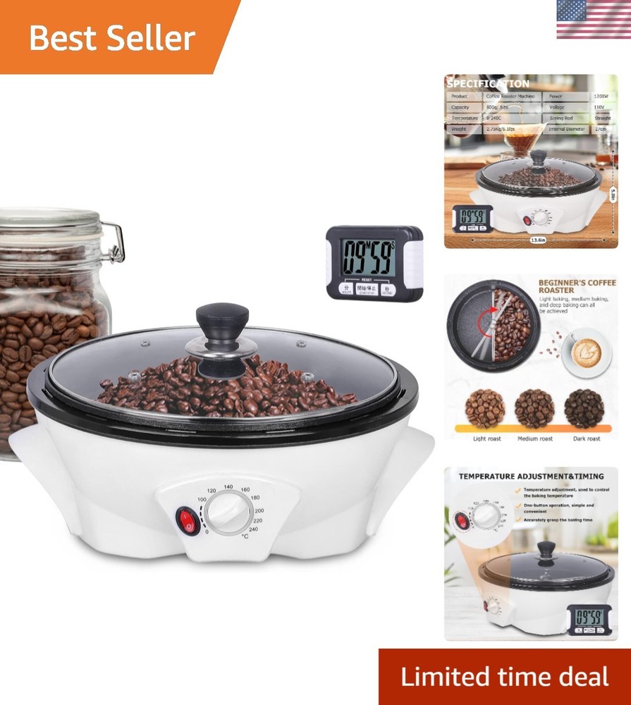 Upgraded 1.1lb Electric Coffee Roaster with Timer & Temperature Control