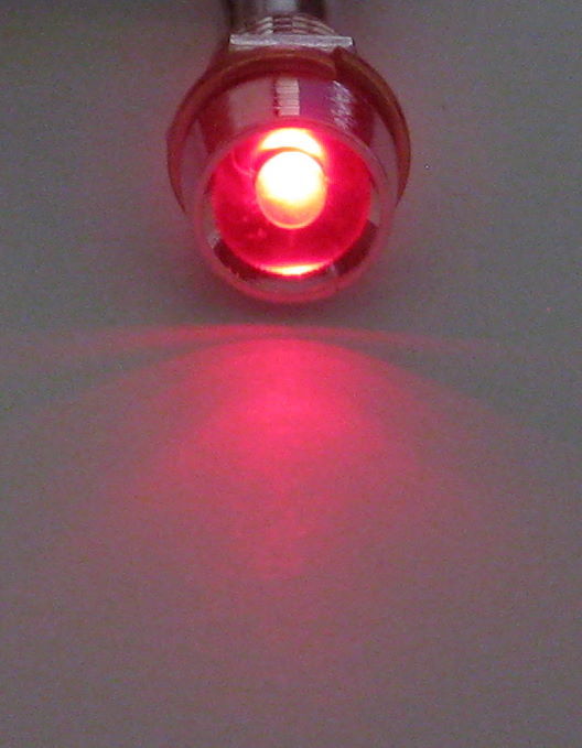 Panel Mount LED - Red - Chrome Case - 5V - 5/16" Mounting - Includes Lockwasher