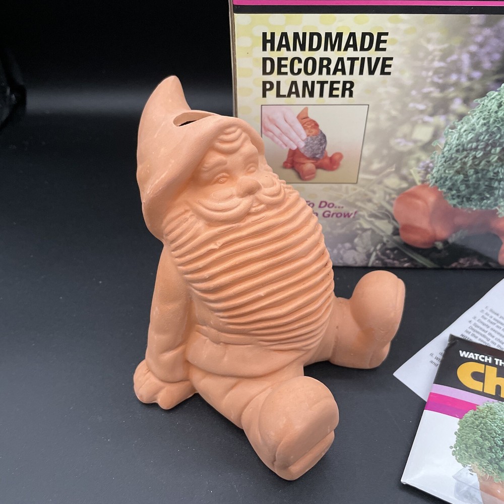Chia Pet Gnome with Seed Pack - Decorative Pottery Planter