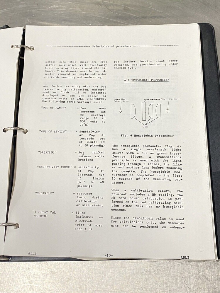 Radiometer ABL3 Acid-Base Laboratory - Users Guide / Instruction / Manual
