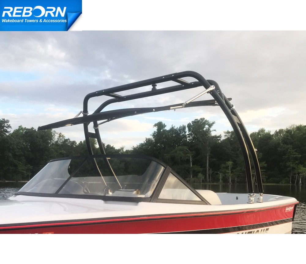 Black Reborn Launch Forward-facing Wakeboard Tower Fast Install & Fold Down