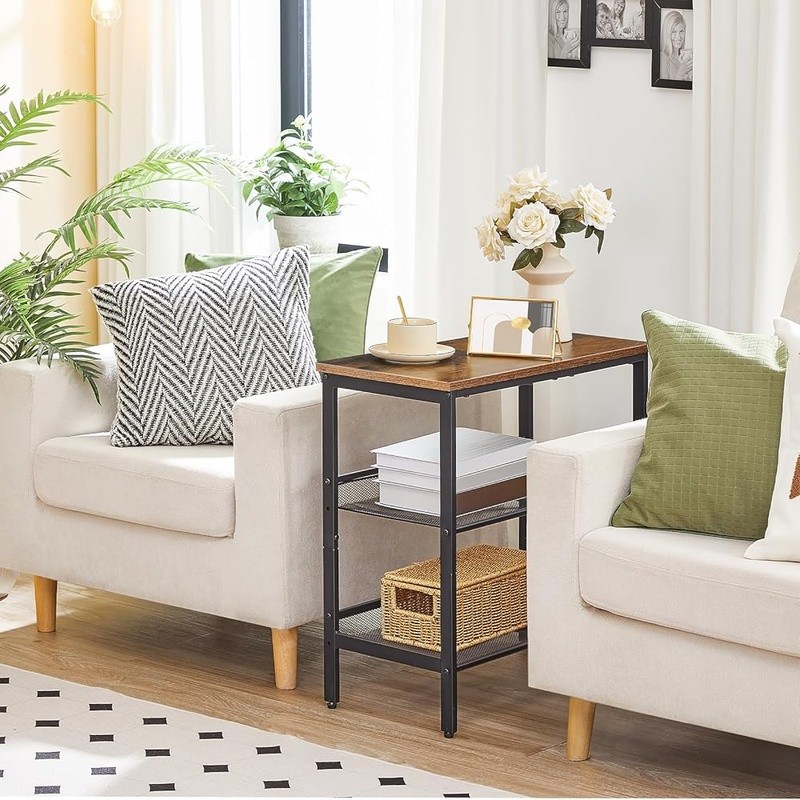 Stylish End Table Adjustable Mesh Shelf Multifunctional Side Table Small Spaces