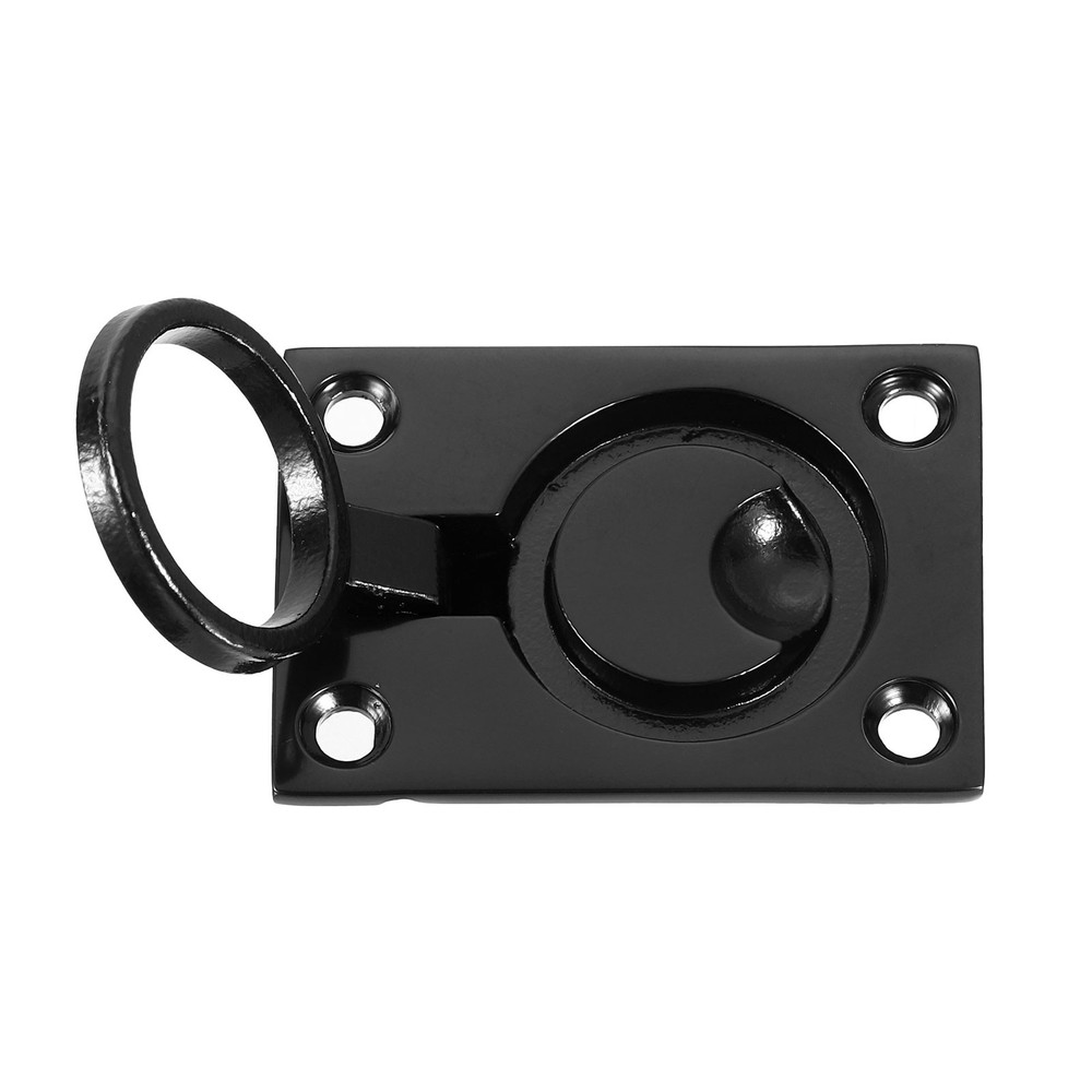 2Pcs Flush Ring Pull 2.48"x1.73" Square Recessed Door Pull with Screws Black