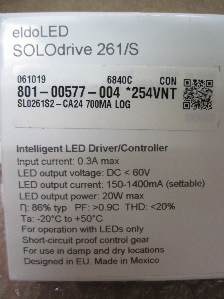 Acuity eldoLED SOLOdrive 261/S Intelligent LED Driver Controller 120/250Vac 20W