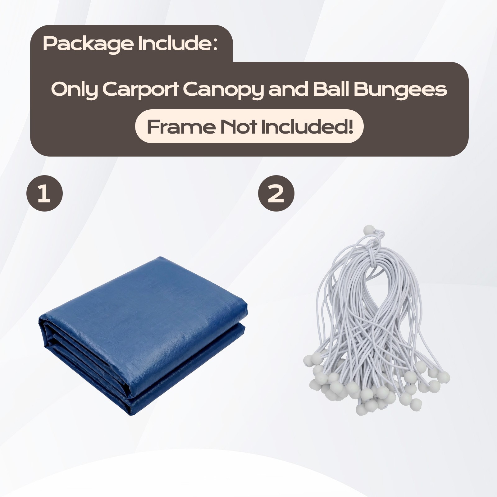 Aoodor 10 x 20 FT Carport Replacement Canopy Cover with Extra-Long Ball Bungees