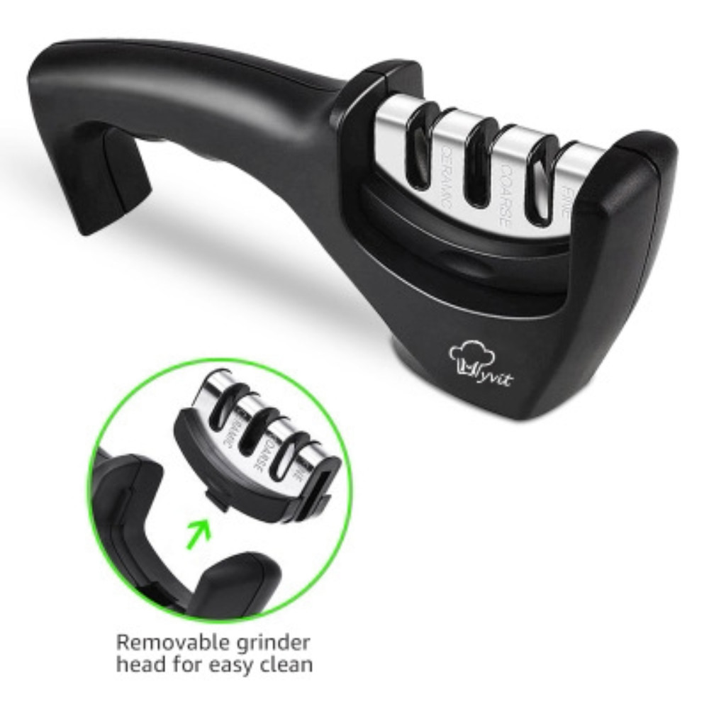 Myvit Knife Sharpener 3 Step Ceramic Black New Kitchen