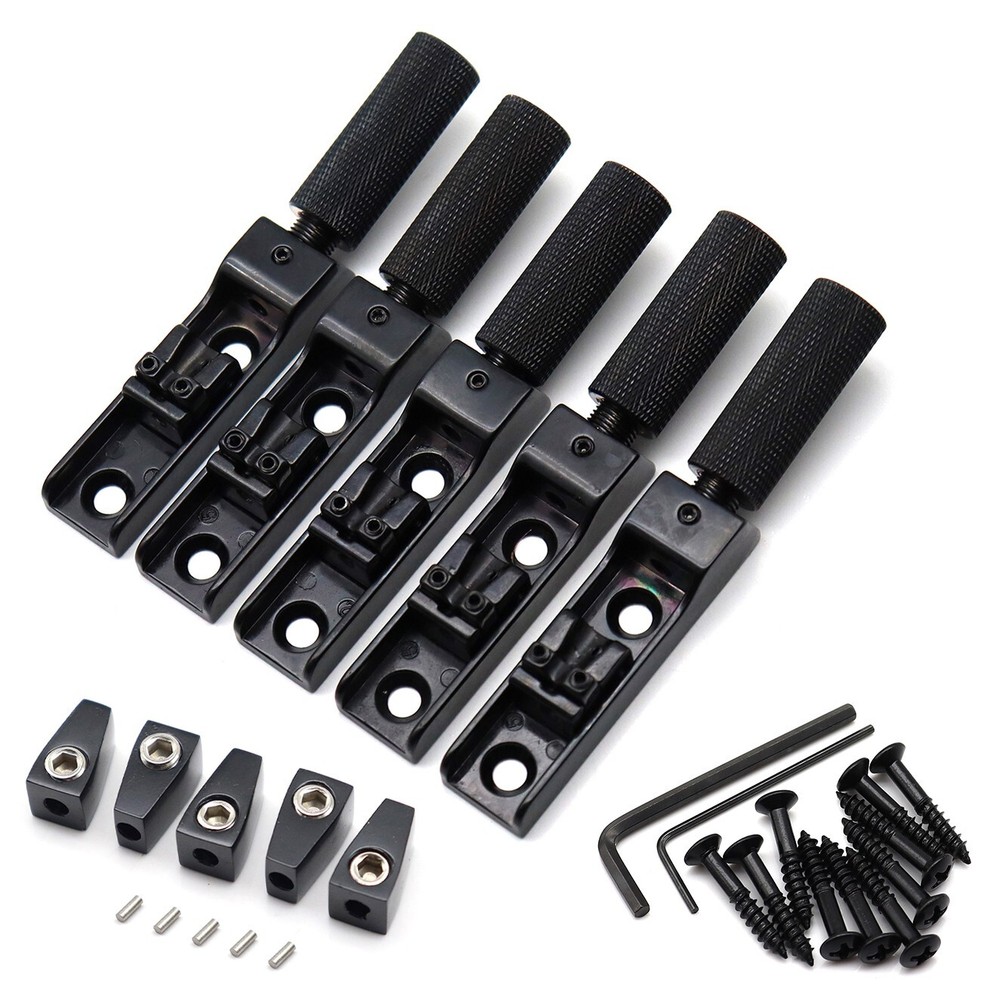 5 String Single String Bass Bridge Headless Individual Bridges and Nuts Black