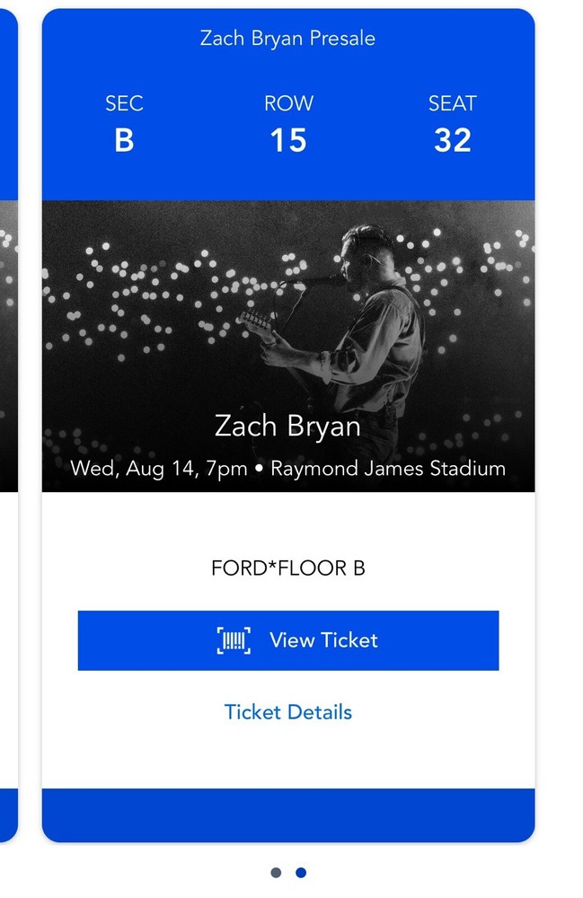 ZACH BRYAN CONCERT TICKETS (2)