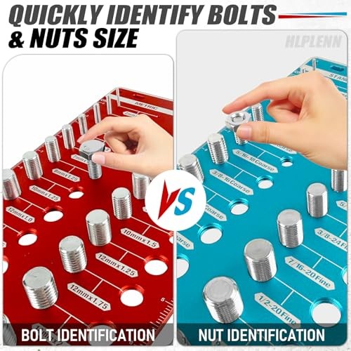 Nut and Bolt Thread Checker, 70 Size Bolt & Nut Identifier Board (26 Standard