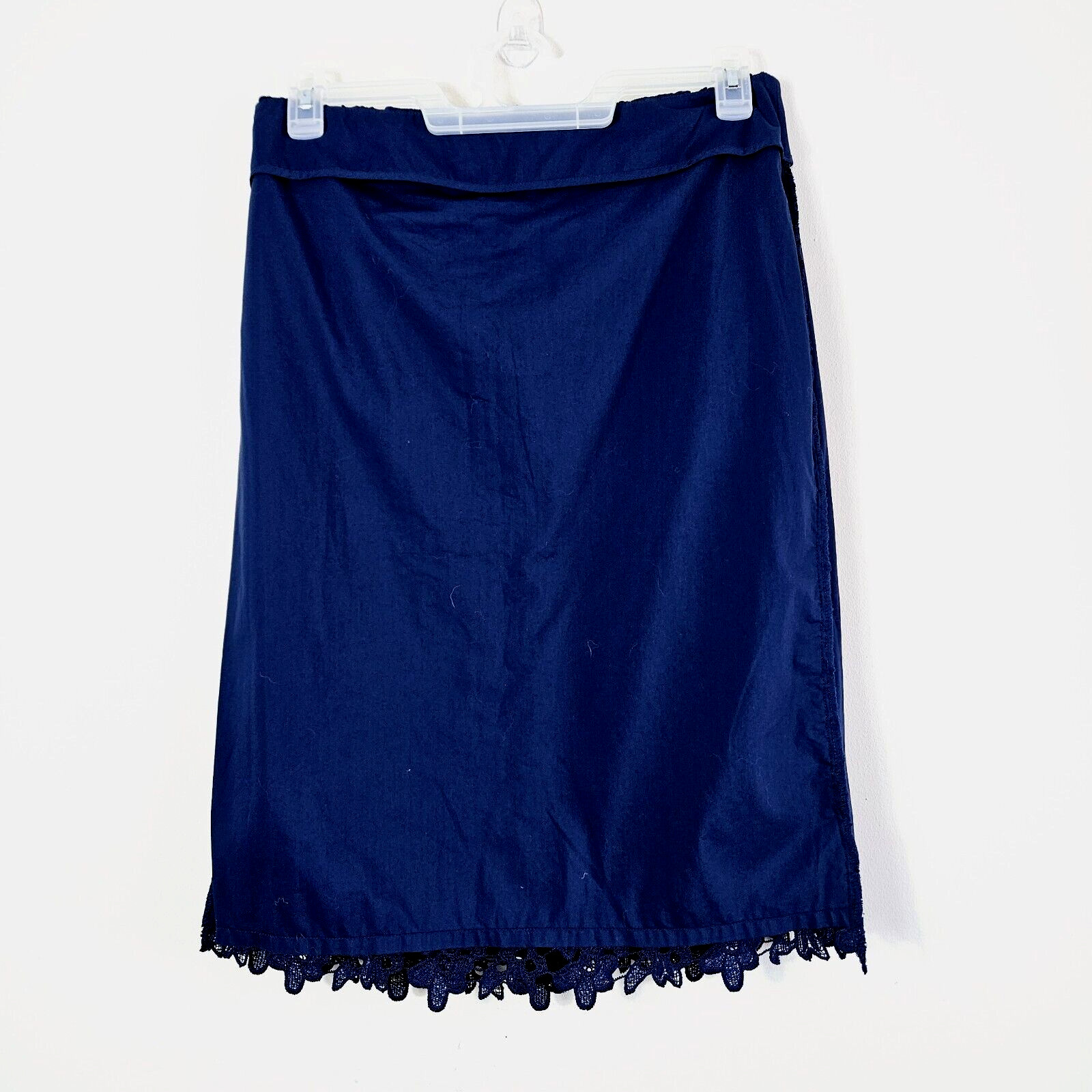 Liz Claiborne Blue Floral Lace Skirt Sz 12 Waist 32" Boardroom Chic Office Core