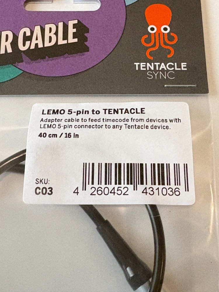 New Genuine LEMO 5-pin to Tentacle Sync Timecode Cable