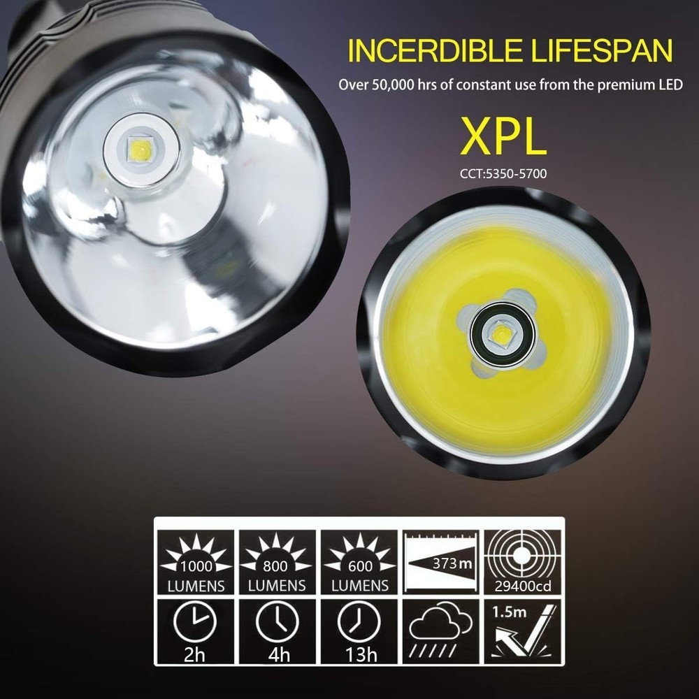 Aluminum Waterproof Flashlight for Deep Sea Cave Exploration