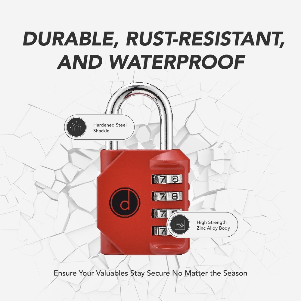 4 Digit Combination Locks 2 Pack - Weatherproof Padlock with Code - Combinati...